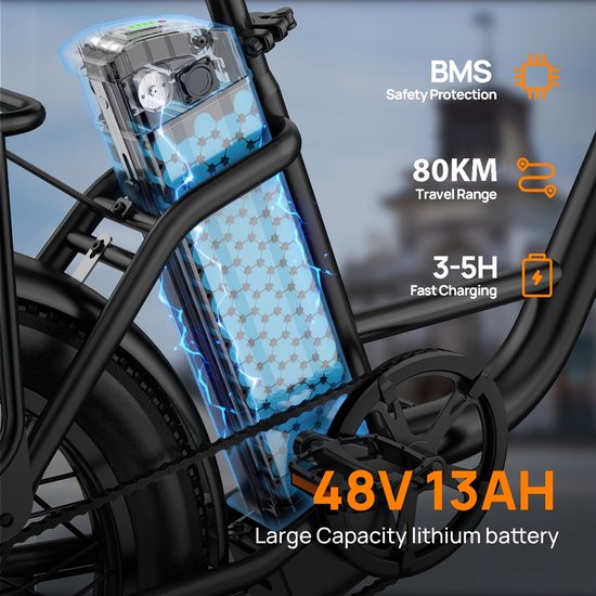 E20 20" x 3 elektrische fiets met uitneembare 48 V 13 Ah-accu — afbeelding 3
