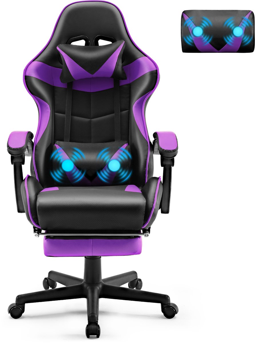Arvioo-Gamestoel-Massage Voetsteun-Verstelbaar-Paars