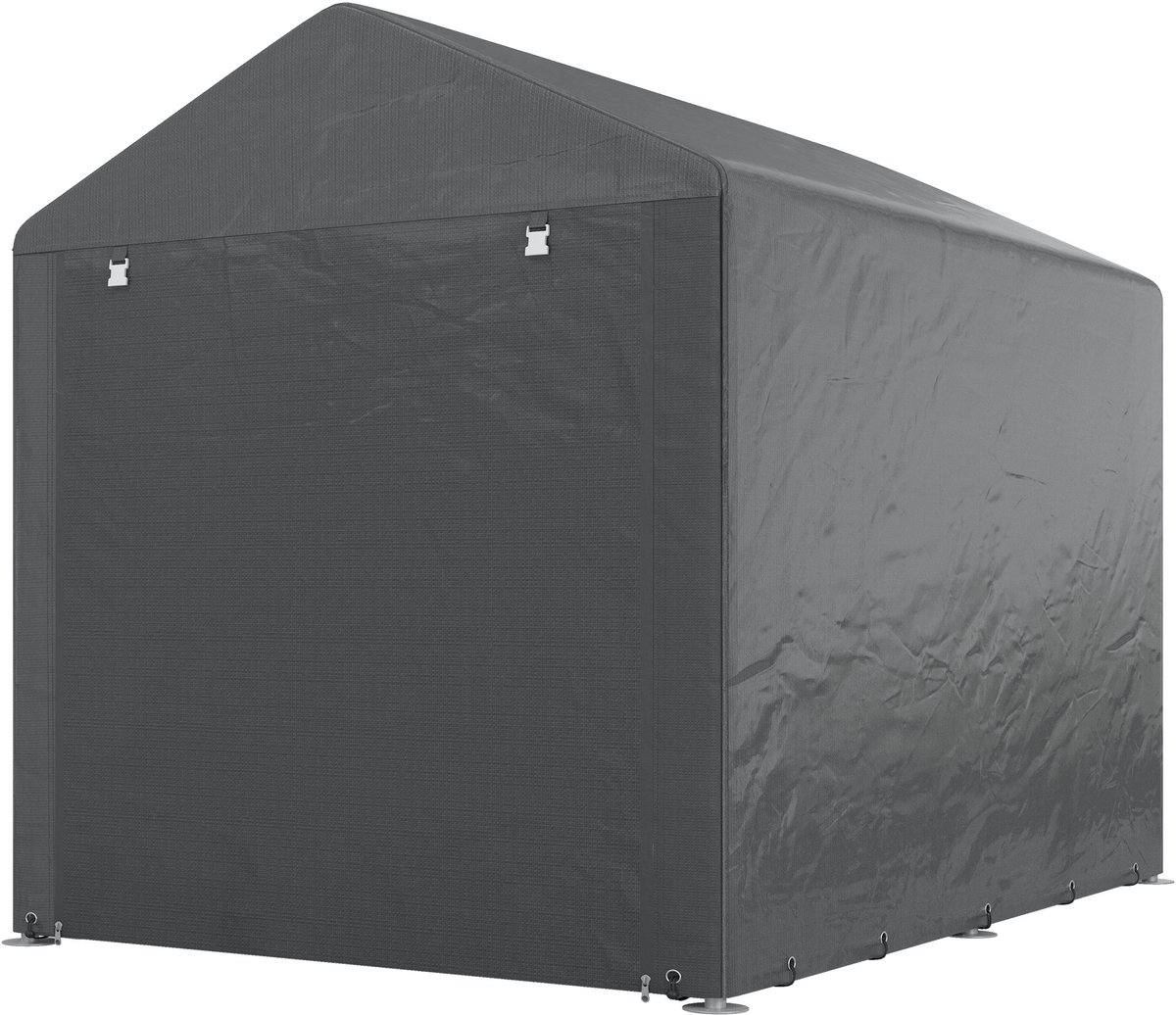 Tuinschuur - tentgarage - grote deur - roestvrij metalen frame - 160x218x172 cm - donkergrijs