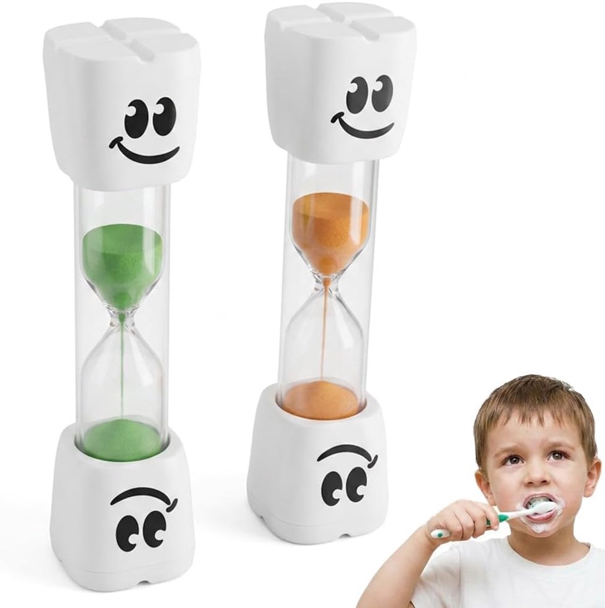 2 Stuks Groene+Oranje 2 Minuten Zandloper voor Kinderen