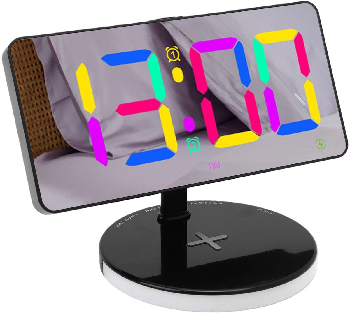 Solidchoice - Digitale Wekker met Draadloze Oplader en RGB Nachtlampje