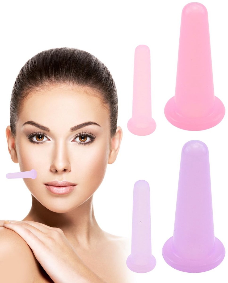 Solidchoice - Siliconen Cupping Set, 4 Stuks - Gezichtsmassage en Anti-Cellulitis Cups