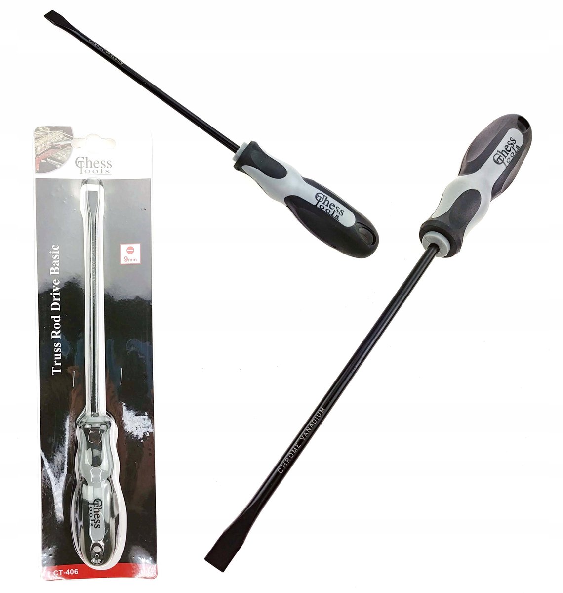 Platte schroevendraaier 9mm, 28cm, chroom-vanadium staal, antislip handvat