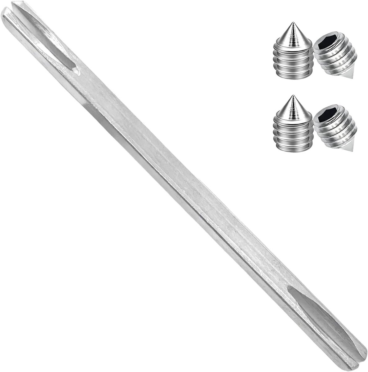 Vierkante Deurgreep As - Verzinkt Staal - 8 mm x 140 mm - Vervangbare Stalen Pin met M6 Schroeven - Voor Binnendeuren