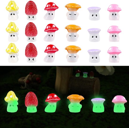 Solidchoice - 30 Stuks Luminous Mini Paddenstoelen voor Tuin- en Huisdecoratie