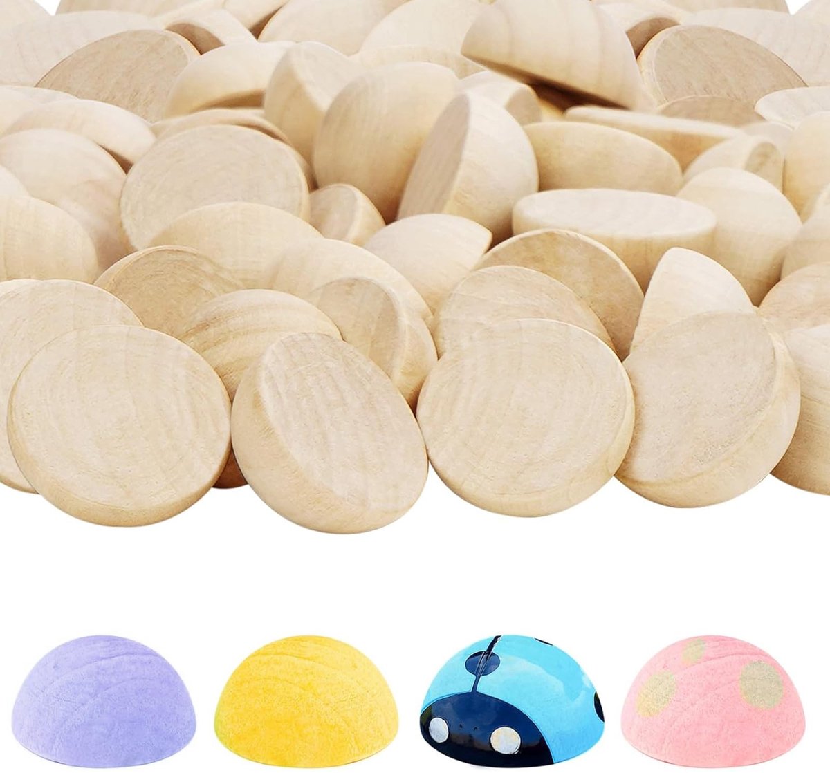 Solidchoice - Set van 100 Natuurlijke Onbewerkte Houten Halve Ballen 25 mm