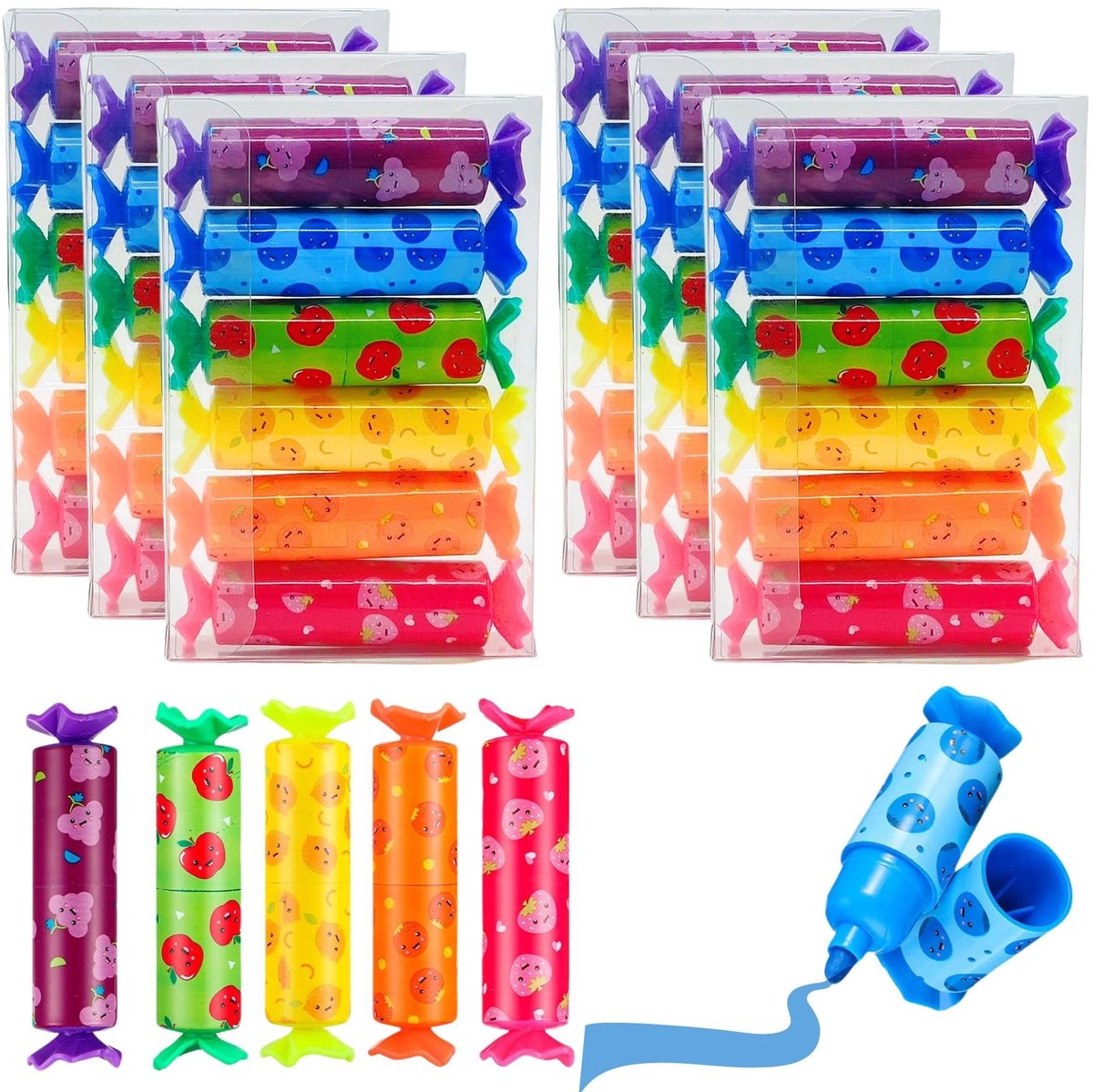 Solidchoice - 36 Stuks Mini Marker Pennen in Snoepvorm voor Kinderen