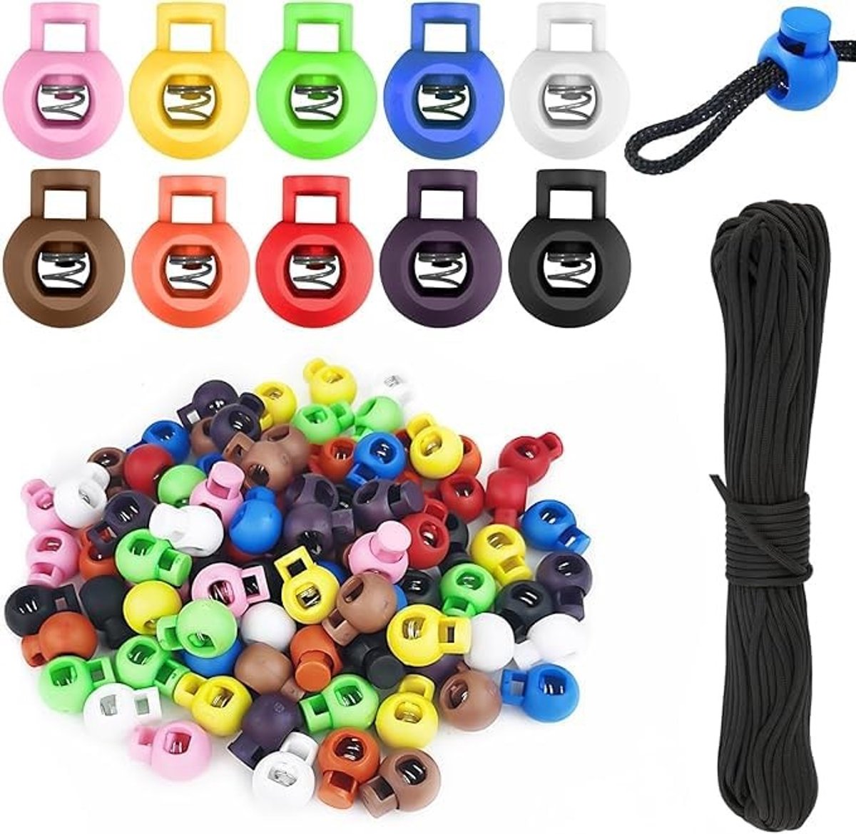 Solidchoice - 100 Stuks Ronde Koordstopper voor Touw en Trekkers