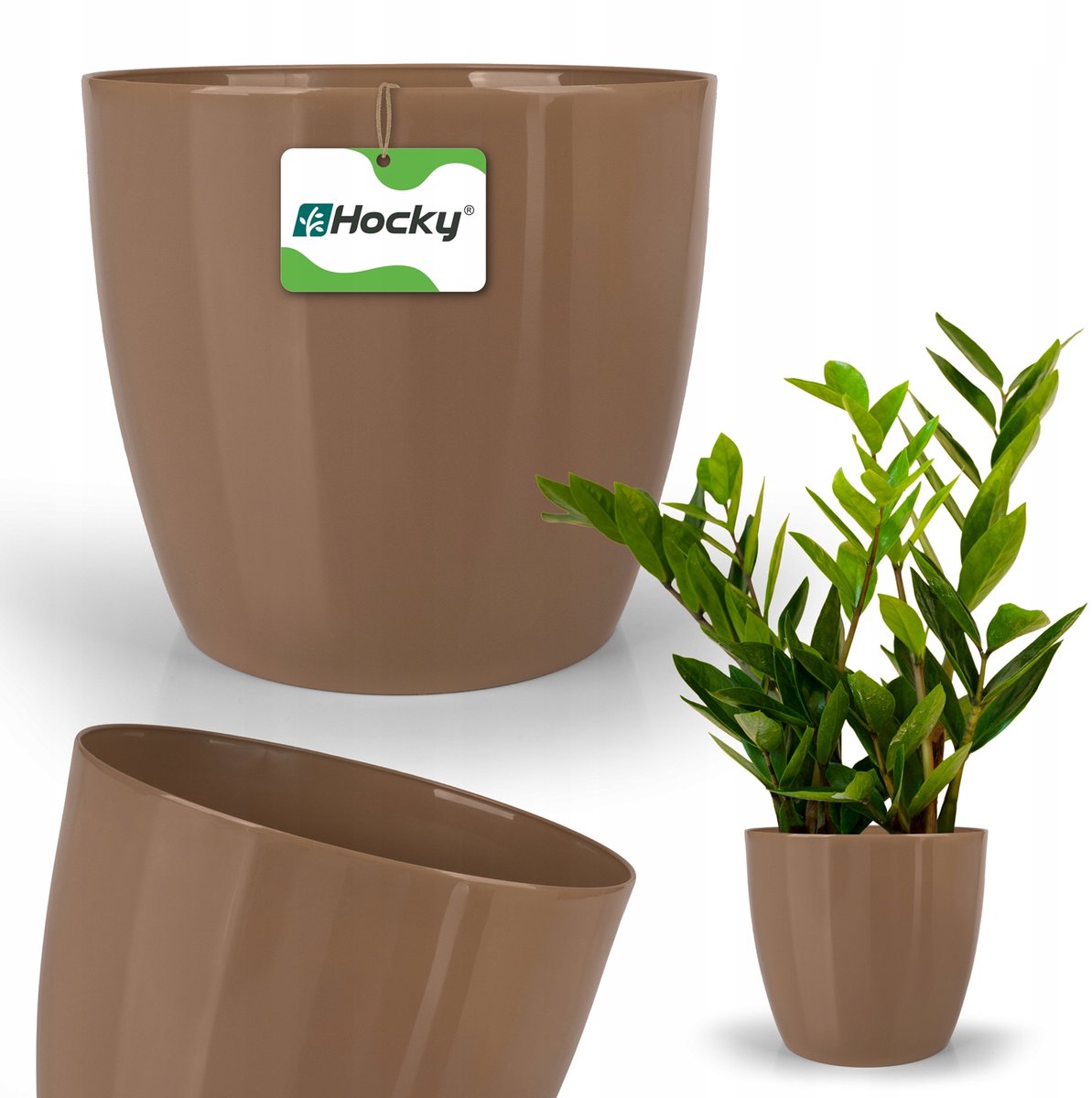 Beige kunststof bloempot decoratief 14 cm - Stijlvol en duurzaam
