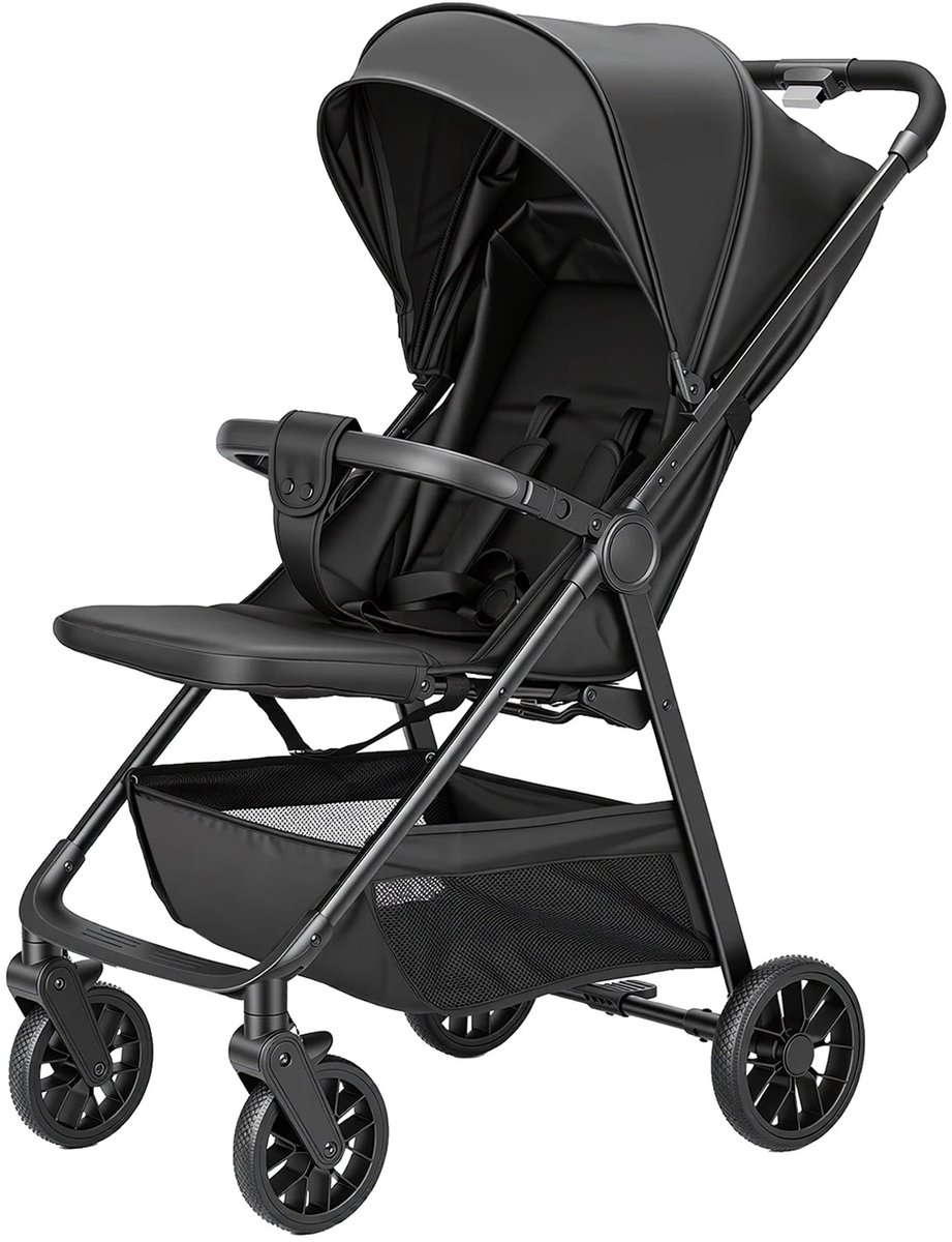 CINK & Co Reisbuggy - Lichtgewicht Kinderwagen, met Eén Hand Inklapbaar - Verstelbare Zitting en Vijfpuntsgordel - Tot 20 kg - Zwart