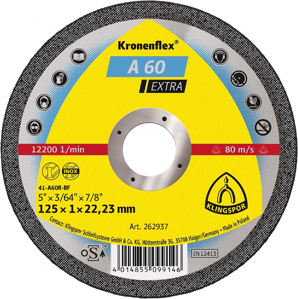 Solidchoice - Slijpschijf voor Handmatig Snijden, 125 x 1 x 22,23 mm
