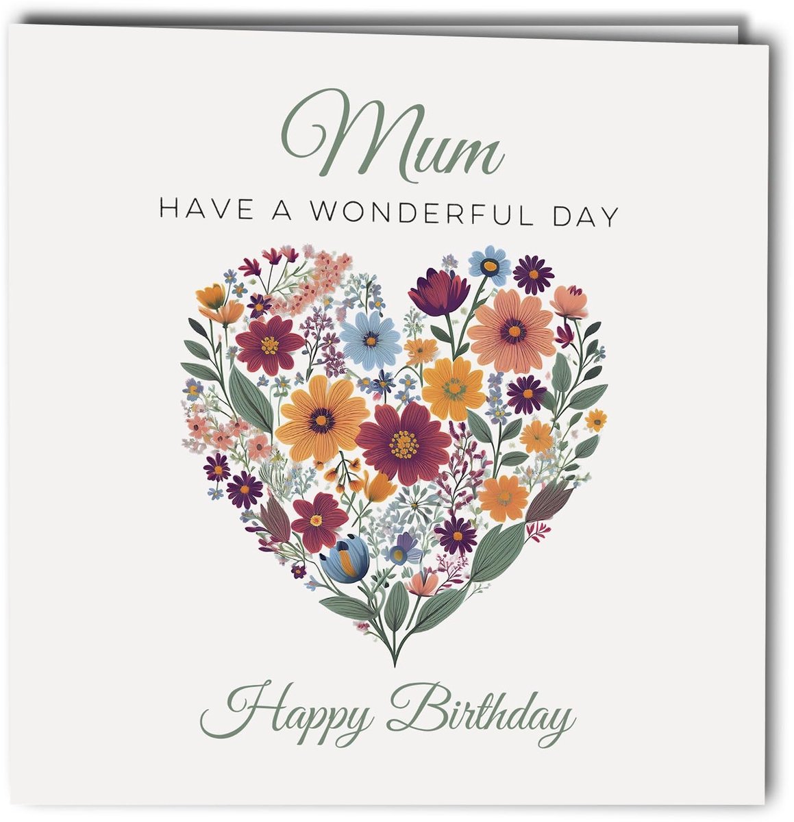 Solidchoice - Traditionele Verjaardagskaart voor Mama met Hartvormige Bloemen