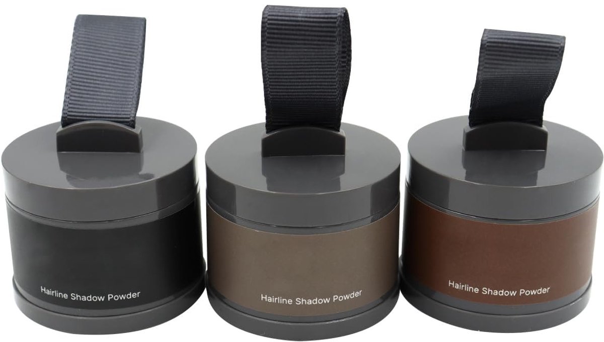 Solidchoice - 3 Stuks Haarlijnpoeder voor Grijze Haarwortels - Parelzwart, Mokkabruin, Koffie