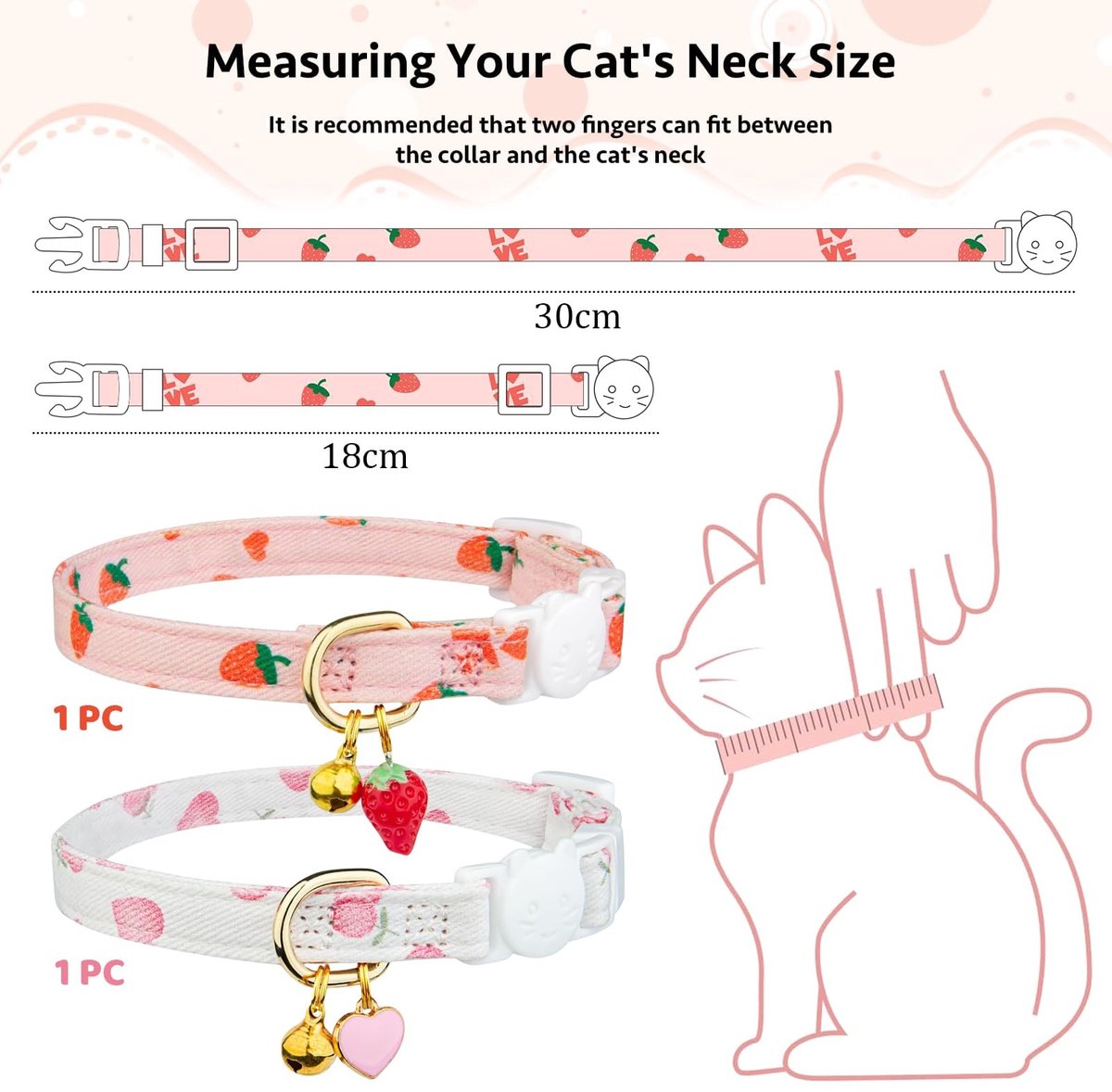Solidchoice - Set van 2 Kattenhalsbanden met Bel en Pendant