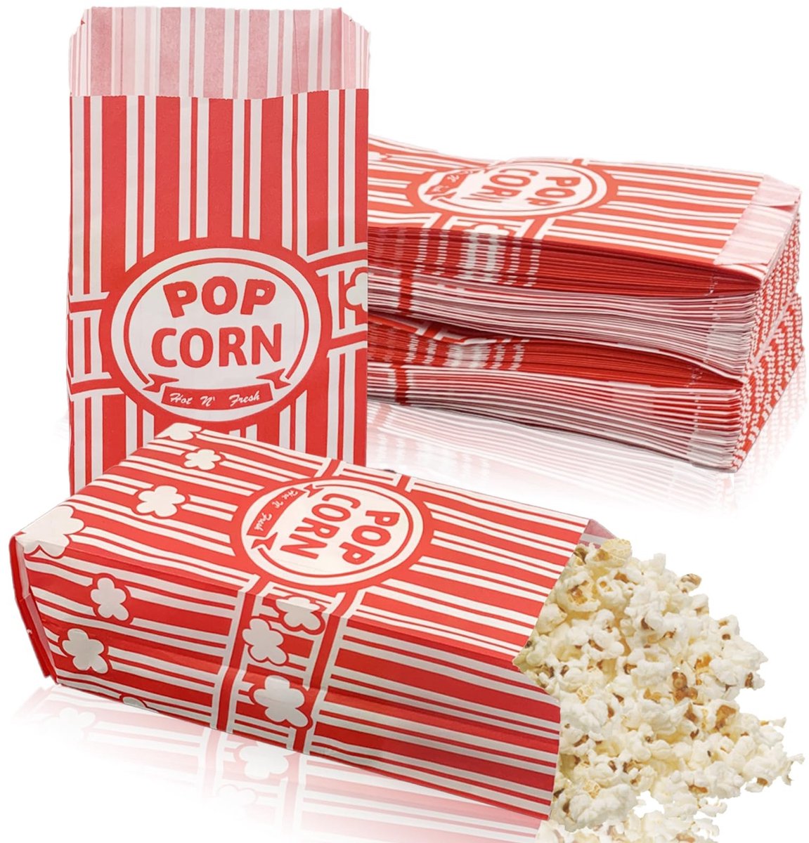 Solidchoice - Set van 100 Popcornzakken voor Filmavonden