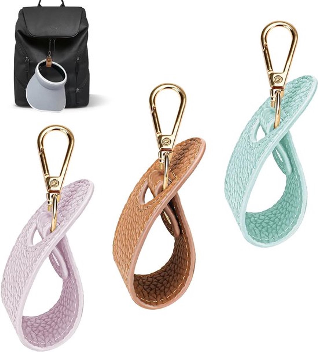 Hoedenclips voor reizen - Handsfree pet reisclip in 3 kleuren: groen, oranje, roze - Ideaal voor tas en outdoor activiteiten