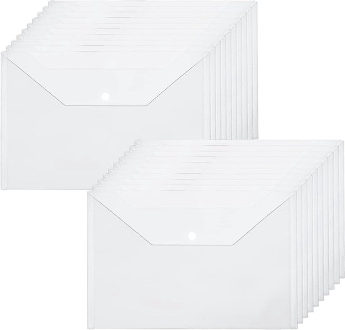 Set van 40 A5 drukknophoezen, transparante opbergzakken voor documenten en enveloppen, duurzaam polypropyleen