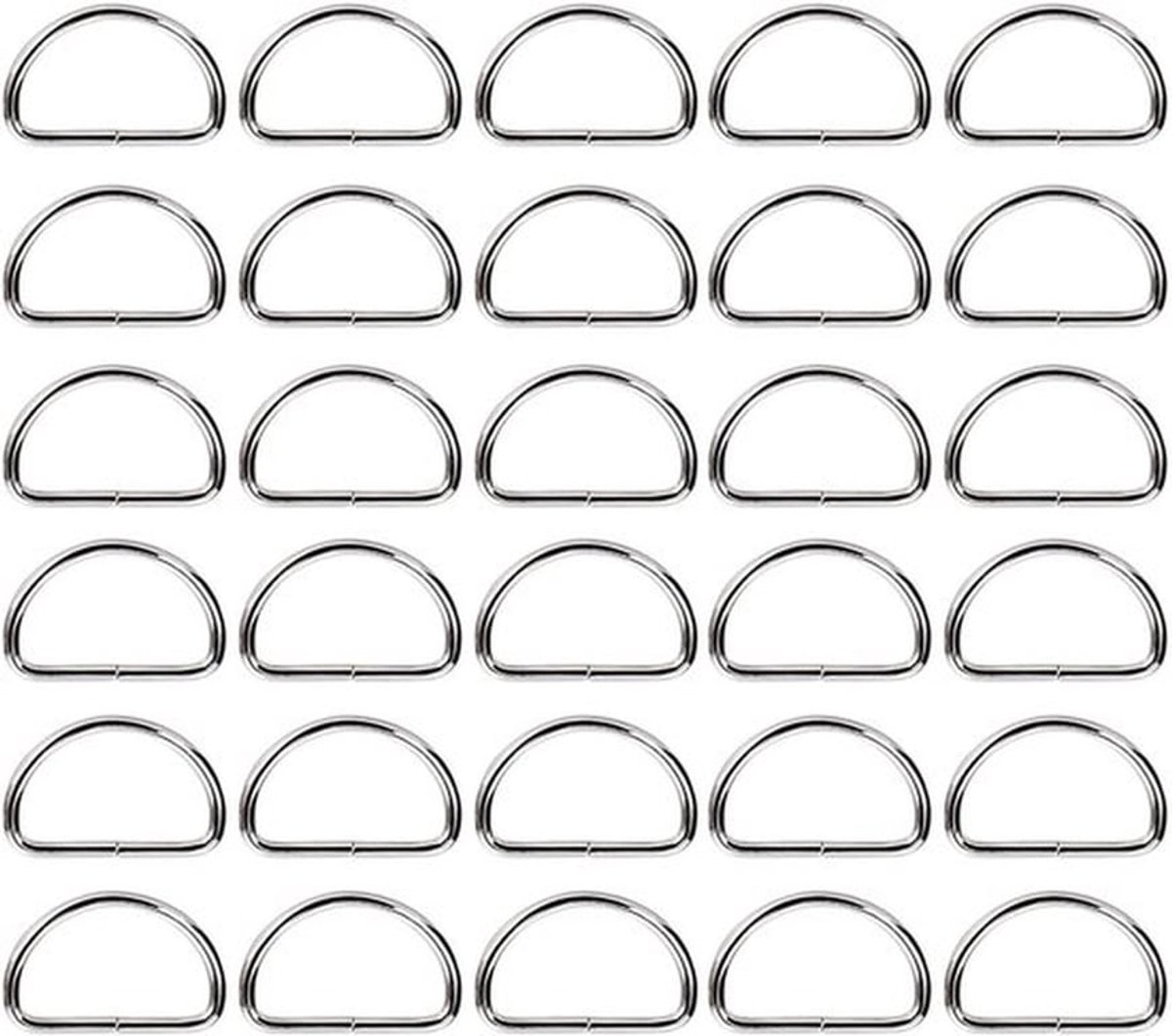 Duurzame 30Pcs D Ring Buckles 32mm voor Webbing Strap en Backpack DIY Craft Accessoires in Zilver