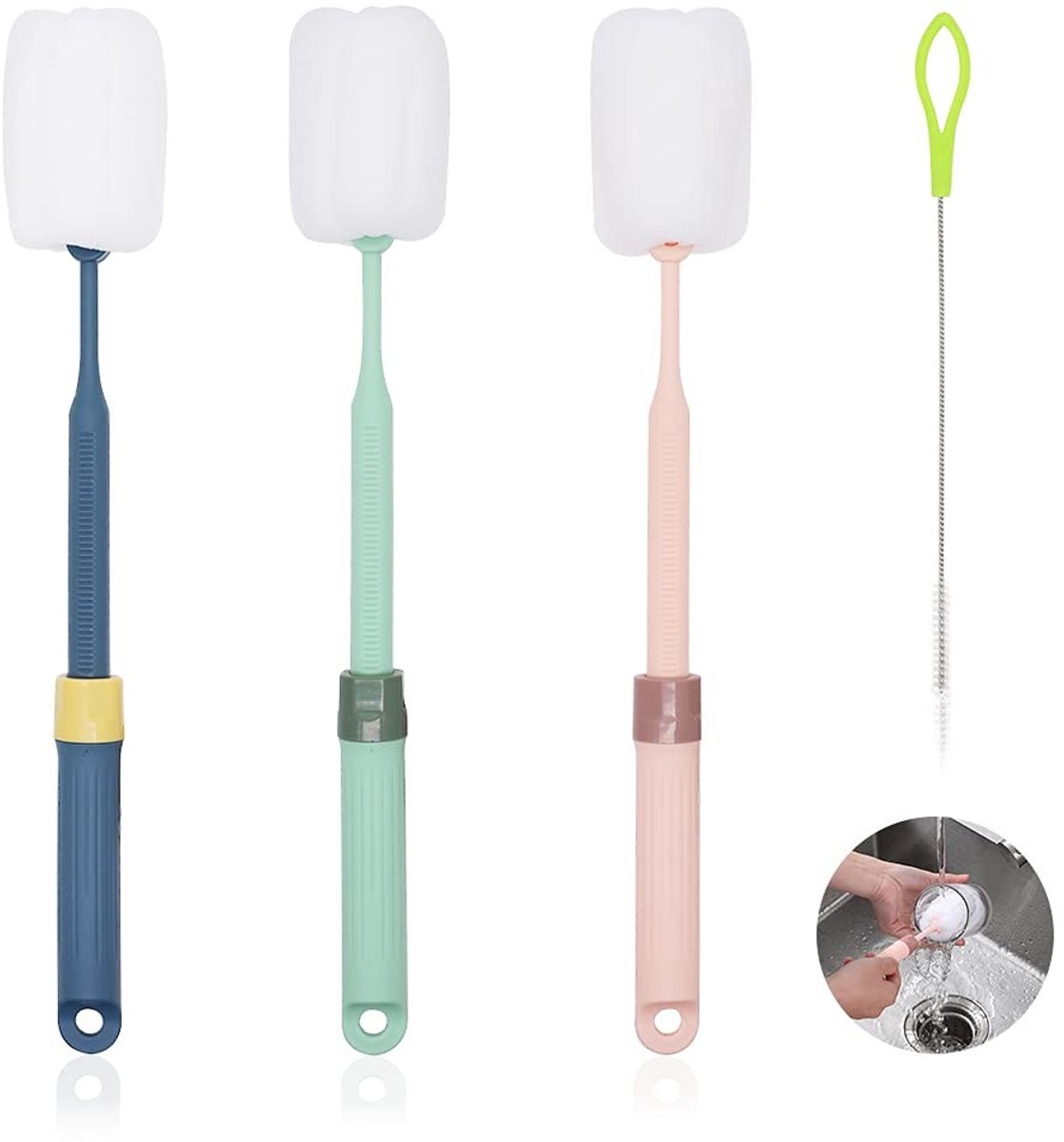 Solidchoice - Set van 3 Flessenborstels met Comfortabele Grip
