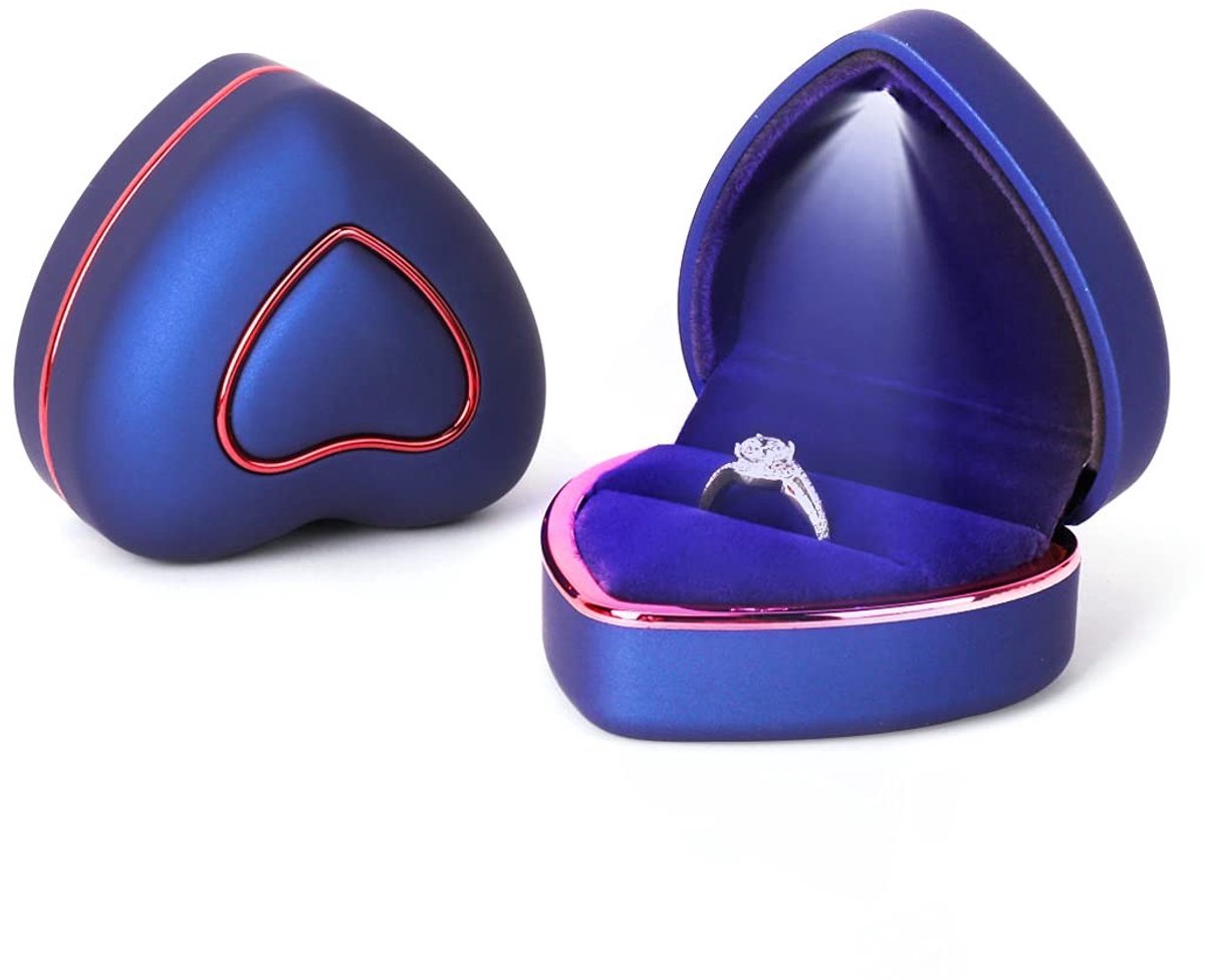 Solidchoice - Hartvormige Ringdoos met LED Verlichting voor Trouwringen