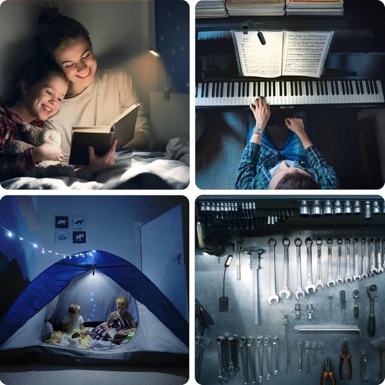 LED Klemlamp - Verstelbare Lamp - Lezen Muziek - Oplaadbaar USB-C - 9 LED's - Zwart — afbeelding 3