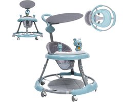 Baby Loopwagen - Loophulp Peuter - Eerste Stapjes Leren - Verstelbare Hoogte - Chassis Diameter 70cm - Blauw