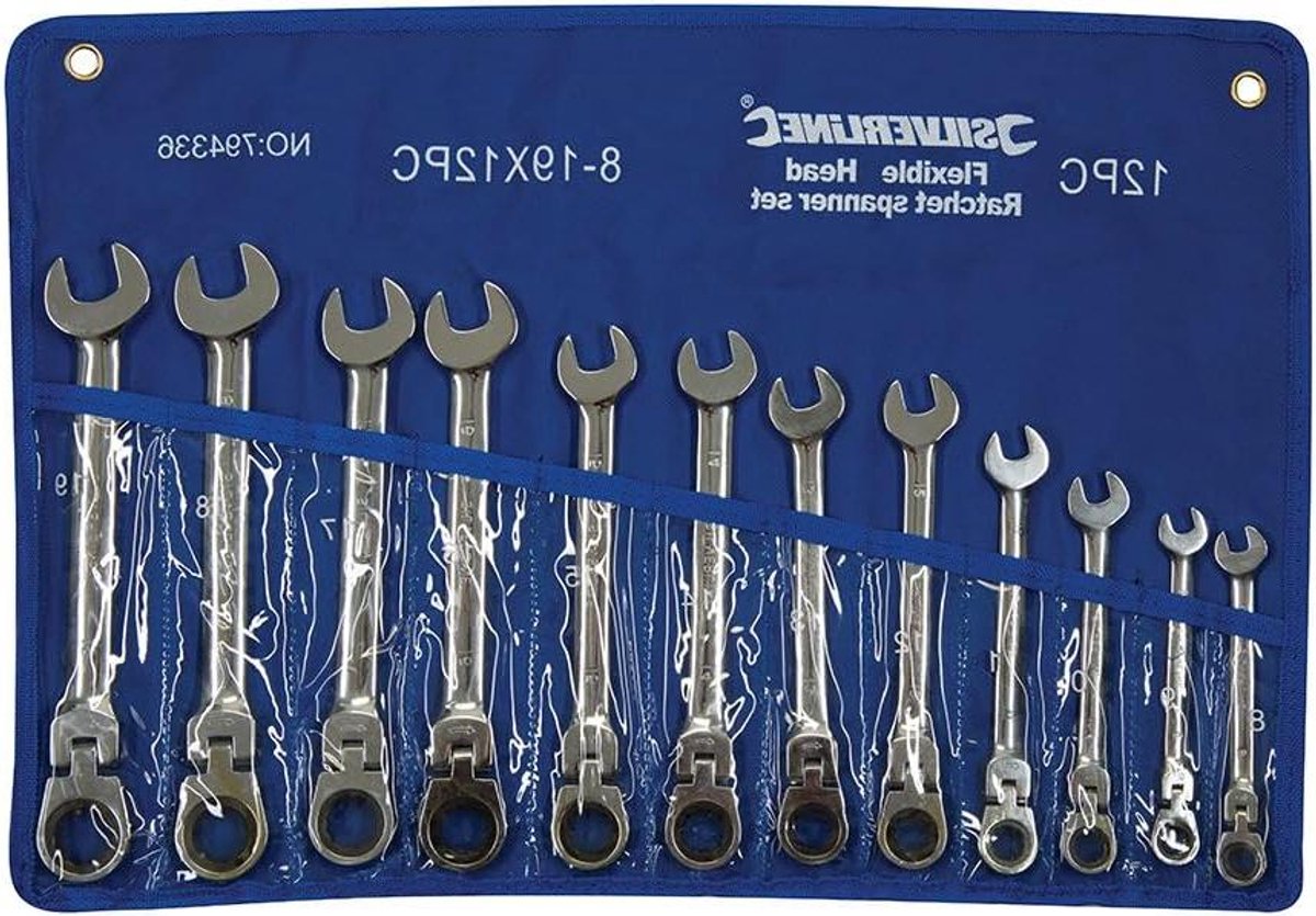 Flexibele ratelsleutel set - Metrische sleutels - Klusklusklus - 180 graden draaibare kop - 12 stuks - Blauw