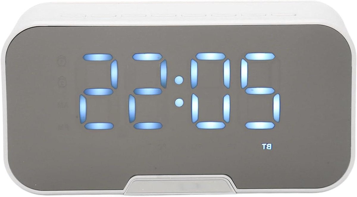 Digitale Wekkerluidspreker - Spiegelwekker Radio - Muziek Luisteren - Dubbele Wekker Functie - 50mm Speaker - Wit
