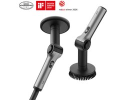 HOTO Flexi Cordless Spin Scrubber – Flexi Draadloze Spinningborstel – Verstelbare Hoek & Uitschuifbare Handgreep – 8 Borstelkoppen – IPX7 Waterdicht – Slim Display – Tot 110 minuten Gebruiksduur