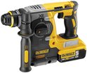 Gele en zwarte DeWalt accuhamer met XR-aanduiding en 18V Li-Ion batterij.
