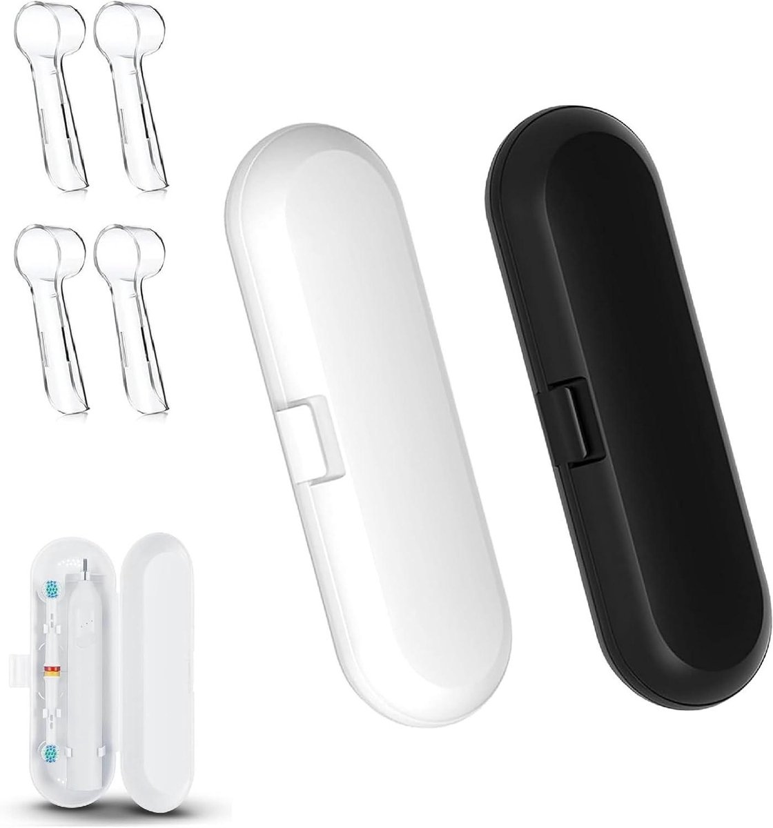 Tandenborstel Etui - Reisdoosje Beschermhoes - Hygiënisch Vervoer - Dubbele Gesp Sluiting - 2 Stuks 4 Covers - Meerdere Kleuren