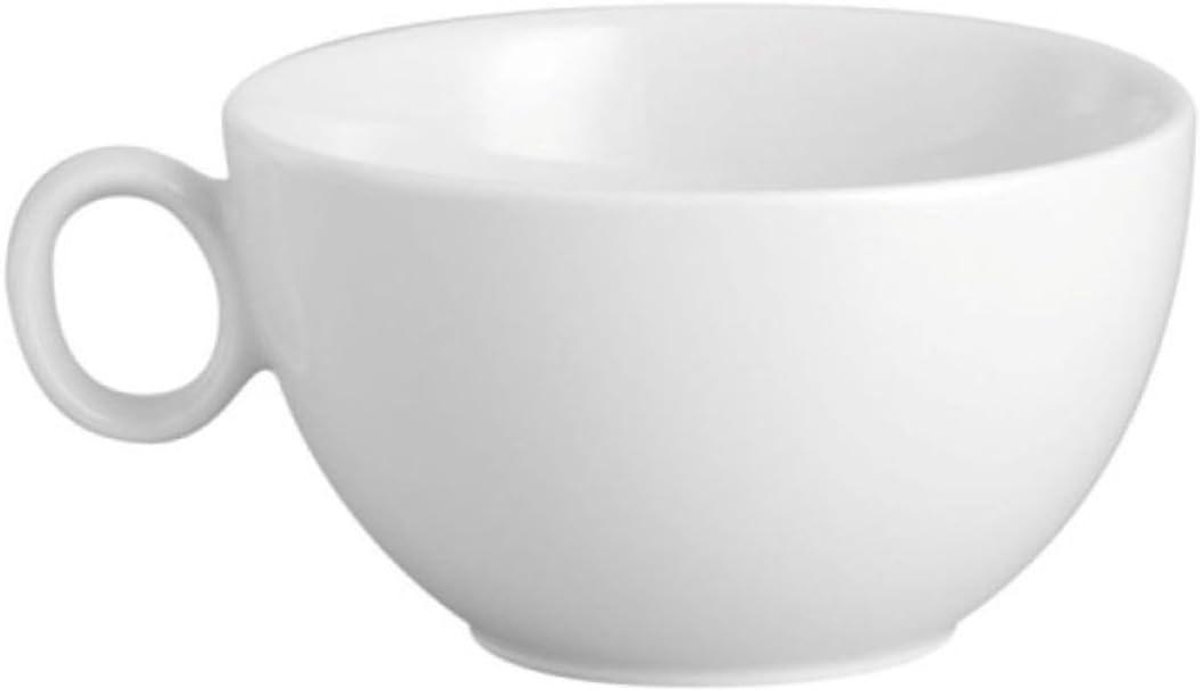 Kop met schotel - Porselein servies - Warme dranken - Vaatwasserbestendig - 14 cm breed - Wit