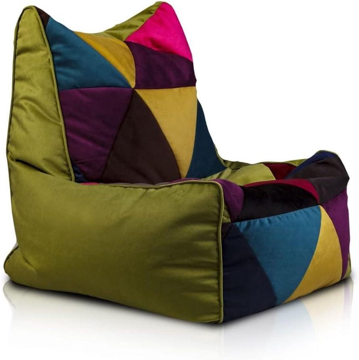 Zitzak - Poef Zetel - Ontspannen Zitten - Dubbele Naad - 75 x 75 cm - Olijfgroen