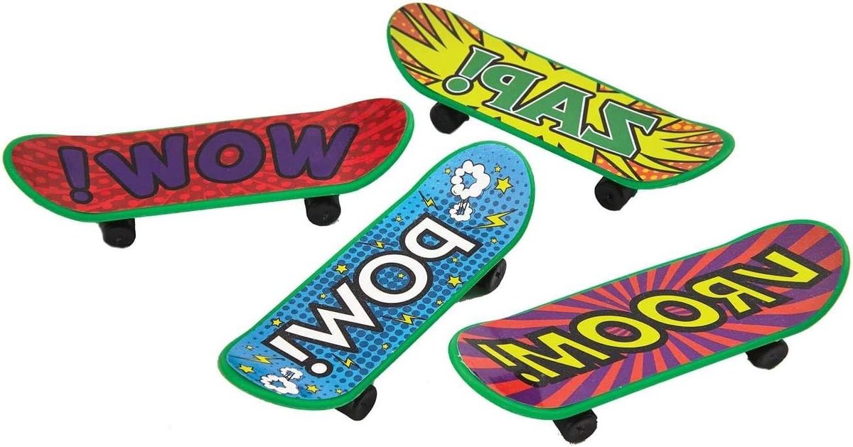 Mini skateboards Vingerboards set Fijne motoriek oefenen 4 verschillende designs 7.5cm
