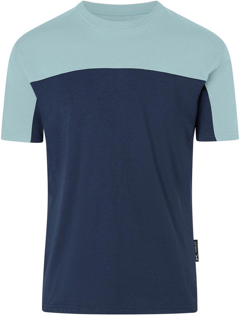 KÜBLER 52206206 Korte mouw Werk T-shirt HEREN Donkerblauw IJsblauw - Krasvrij - OEKO TEX - 160 g/m²