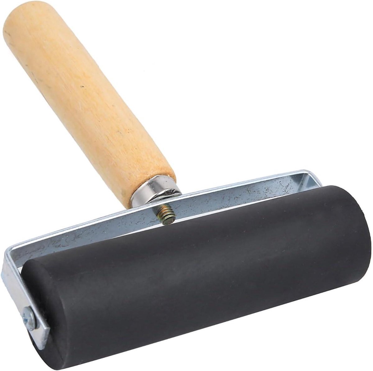 Rubberen Aandrukrol - Lijmrol Inkt - Kunst Drukken - Afneembaar Handvat - 11 x 8 x 3 cm - Zwart