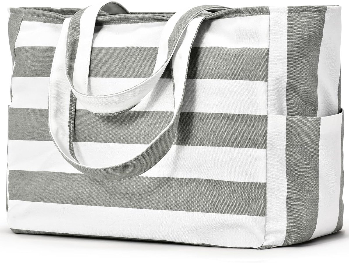 Thijox - XXL Strandtas Dames - Grote Tote Bag Schoudertas - Duurzaam Canvas - Perfect voor Strand, Picknick, Reizen, Sauna - Ideaal Cadeau voor Vrouwe