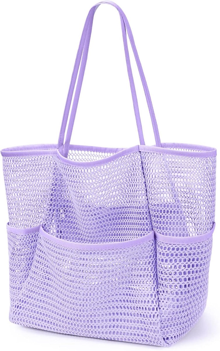 Thijox - Grote Opvouwbare Strandtas met Mini-Zak voor Vrouwen - Zandbestendige Mesh Reistassen voor Zwembad, Strand, Camping, Boho Stijl - Ideaal voor