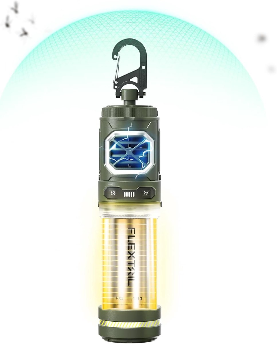 Thijox - FLEXTAILGEAR TINY REPELLER S Muggenkillerlamp met 50-400 LM Licht, 165 ℃ Verwarming, 4800mAh Batterij, IPX5 Waterdicht, Voor Buiten, Camping,