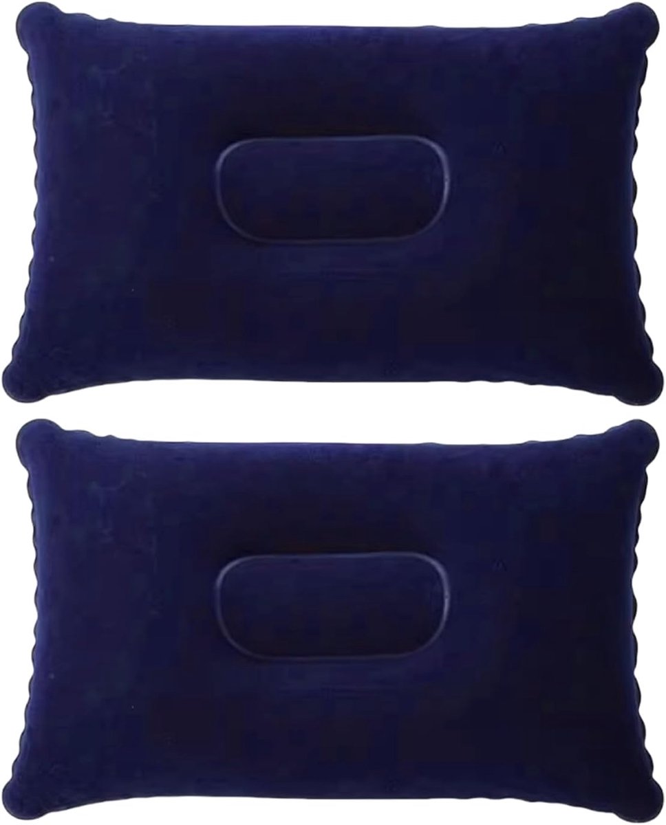 Opblaasbaar strandkussen, 2-delige set, ultralicht kussen, camping, draagbaar reiskussen, campingkussen, opblaasbaar nekkussen, luchtkussen, strandkussen voor outdoor, reizen, kamperen, wandelen
