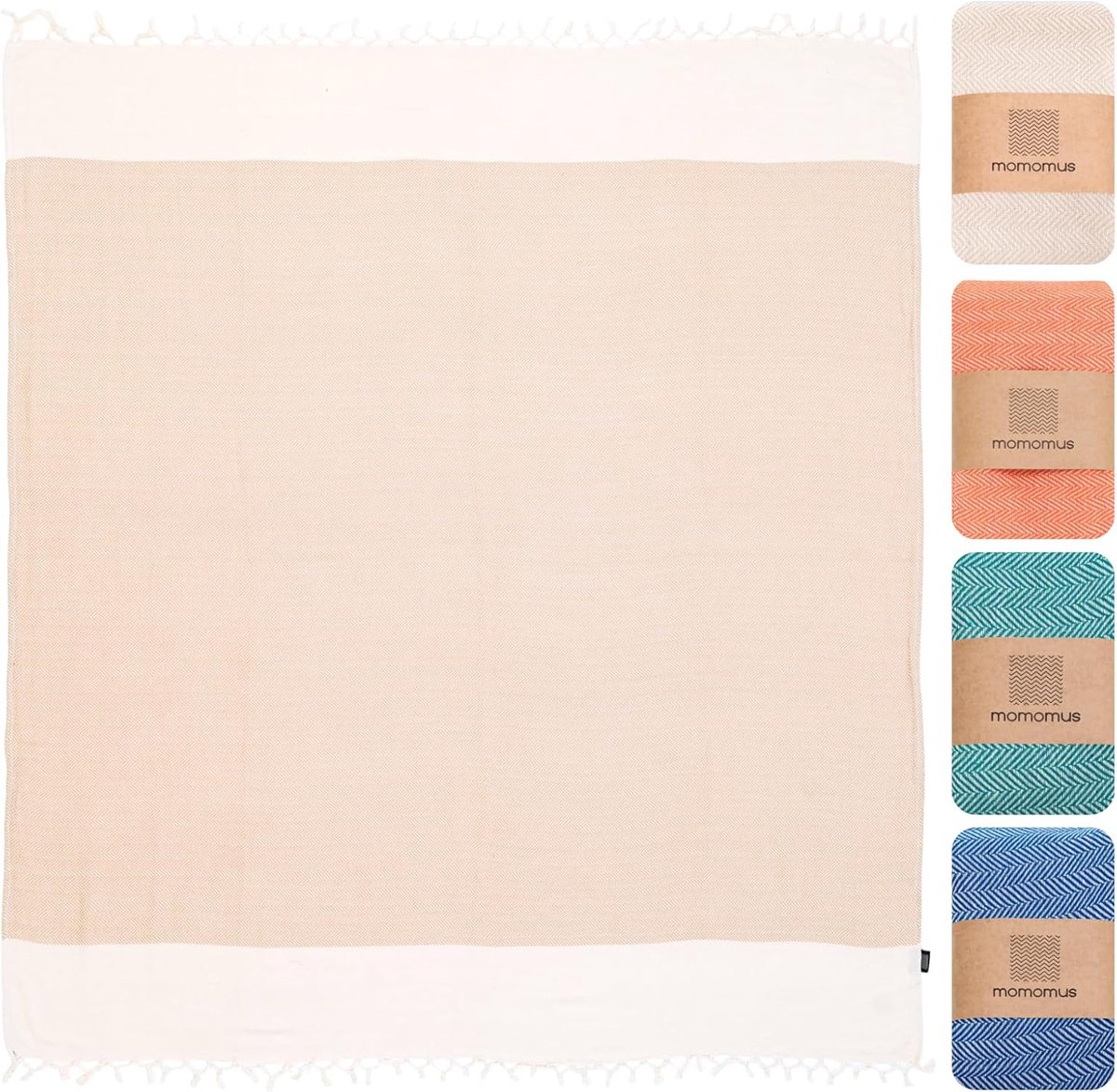 Katoenen Strandlaken XL - Handdoek Fouta - Strand en Spa - Sneldrogend Lichtgewicht - 90 x 170 cm - Beige