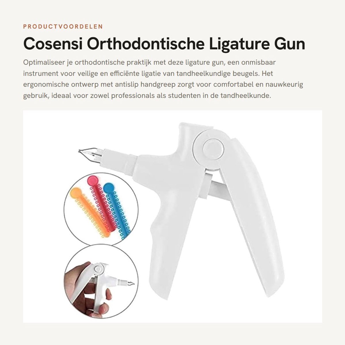 Inovra- Ligature Gun - Mondelinge Orthodontische Ligatie - Tandheelkundig Instrument - Antislip Handgreep - 3 Stuks - Hoge Sterkte en Elasticiteit - Orthodontisch Instrument