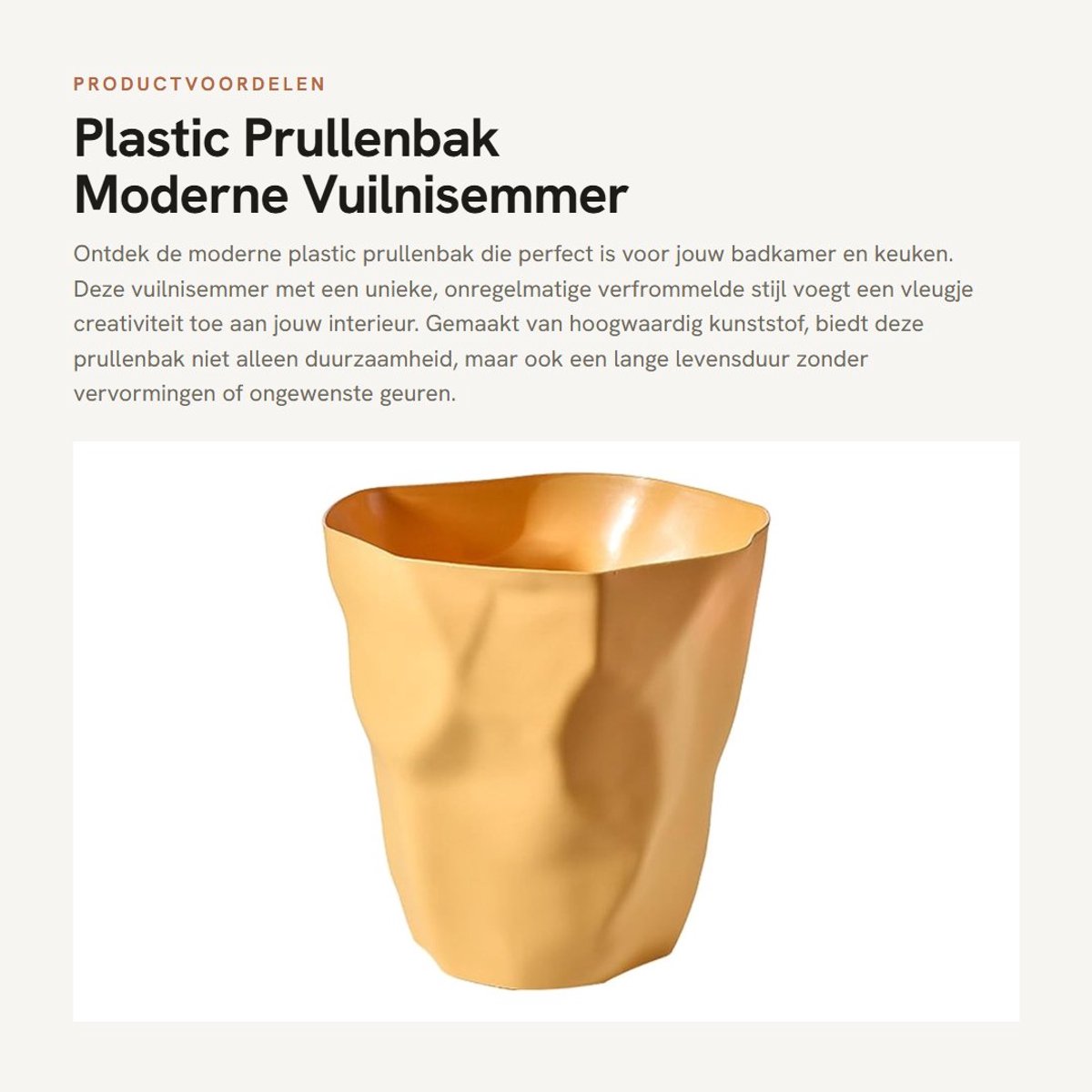 Inovra- Prullenbak Modern Design - Kunststof - Compact - Vuilnisbak - Badkamer/Keuken - Duurzaam Materiaal - Vuilnisemmer