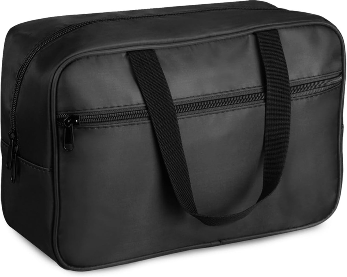 SnelShoppen - Grote Toilettas - Waterdichte Reis Toiletry Bag - Make-up Organizer - Zwart - 30x21x12 cm - Perfect voor Vakantie, Sport en Dagelijks Ge