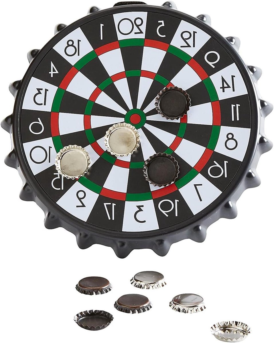 Magnetisch Dartbord - Fles Dop Spel - Gezellig Spelletje - Flessen Dop Sluitingen - 25 cm Rond - Zwart
