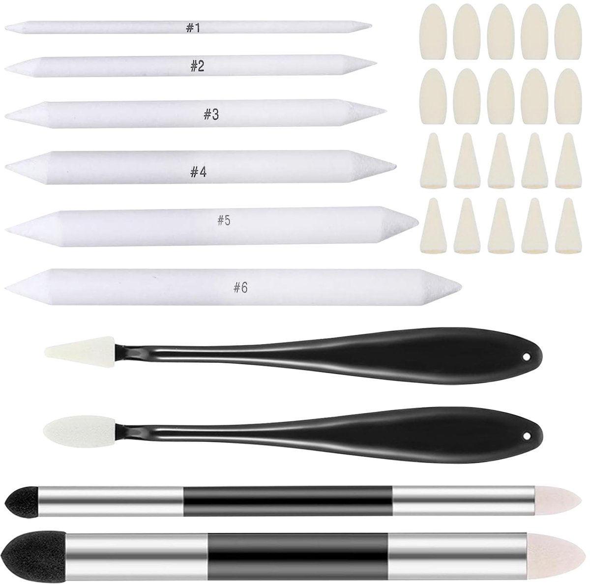 10 stuks papieren wissers voor het tekenen, dual-tip, blending, stomp, mengspons, pen, mengvoeders, schetsen, schetsen, voor kunstenaars, professionele schetsen, tekenen en mengen