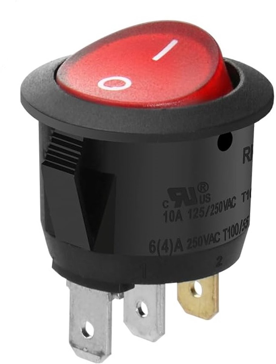 20mm tuimelschakelaar 6 ampère - 250 volt on/off schakelaar - wipschakelaar - gmp