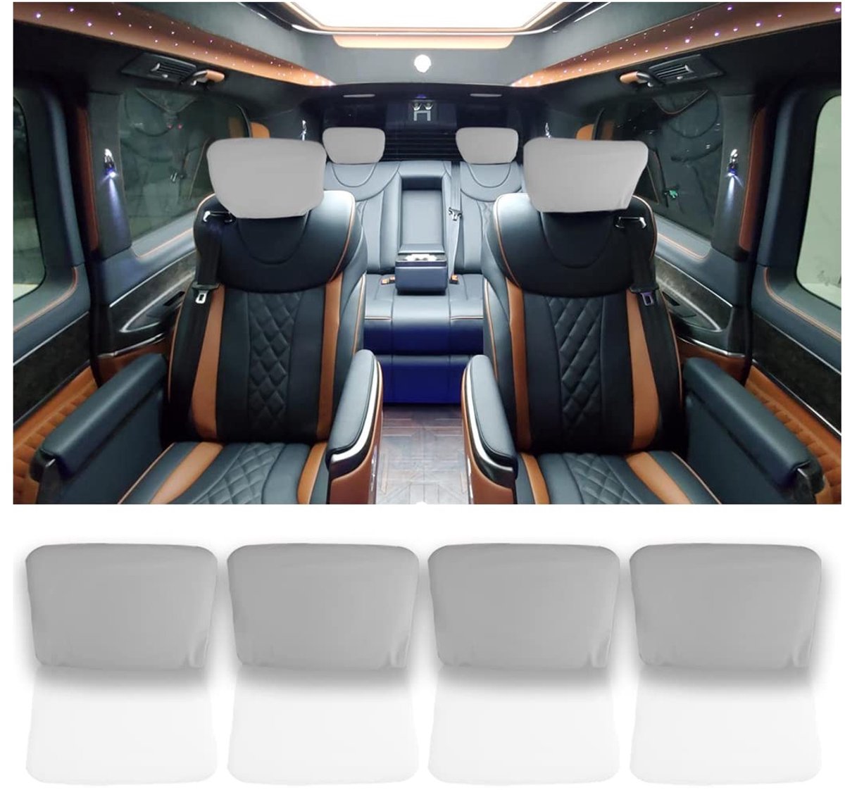 Dailygoods - Hoofdsteunhoes - Auto hoofdsteun bescherming - Stofdicht en wasbaar - Grijs - Hoofdsteunafdekking voor vrachtwagen en bus - 4 stuks