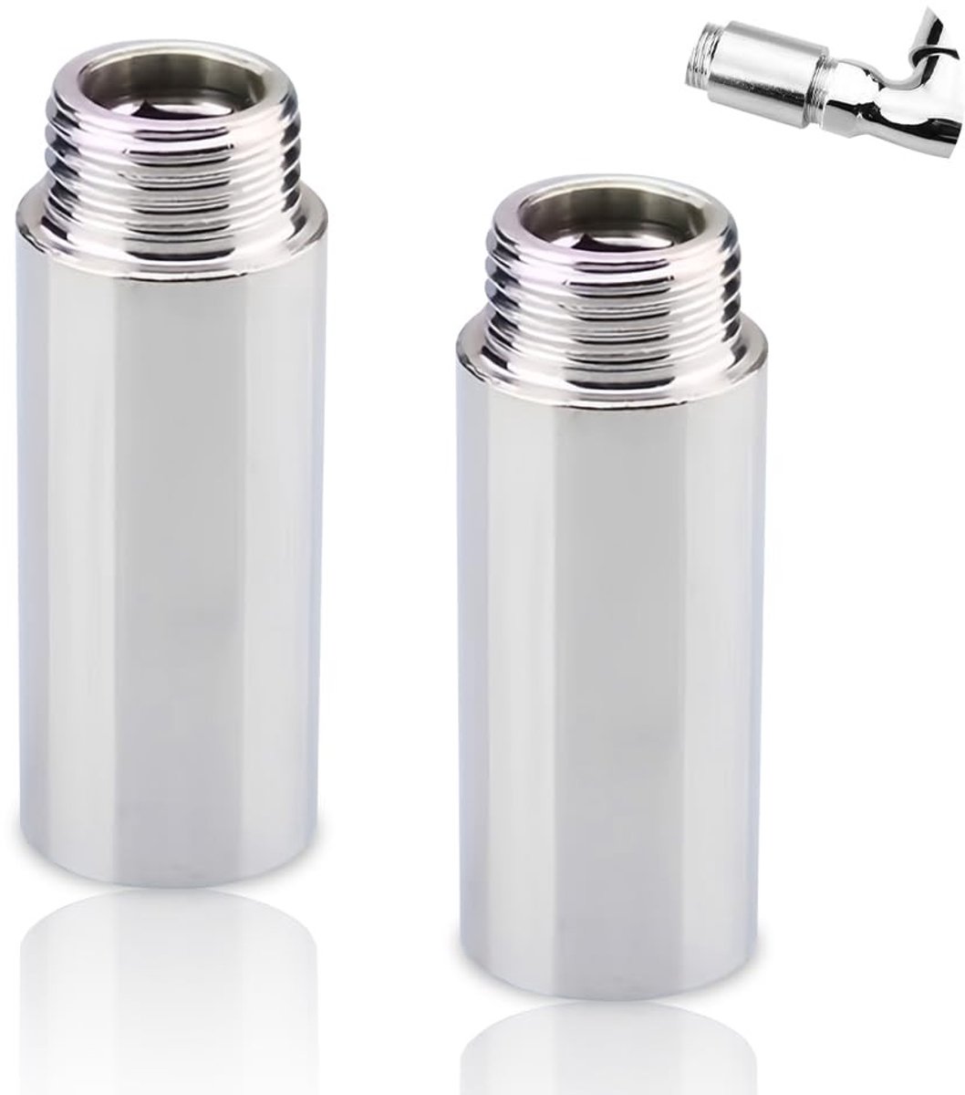Dailygoods- Kraanverlenging 1/2" - Set van 2 - 100 mm verlenging - Roestvrij staal - Hoogwaardige kwaliteit - Duurzaam en drukbestendig - Verlengstuk