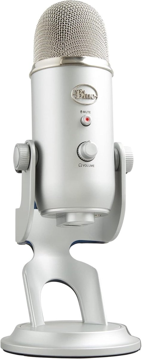 Thijox - Blue Yeti USB Microfoon voor Opname, Streaming, Gaming, Podcasting, Condensator-Mic voor Laptop of Computer, PC en Mac, Zilver, Plug and Play